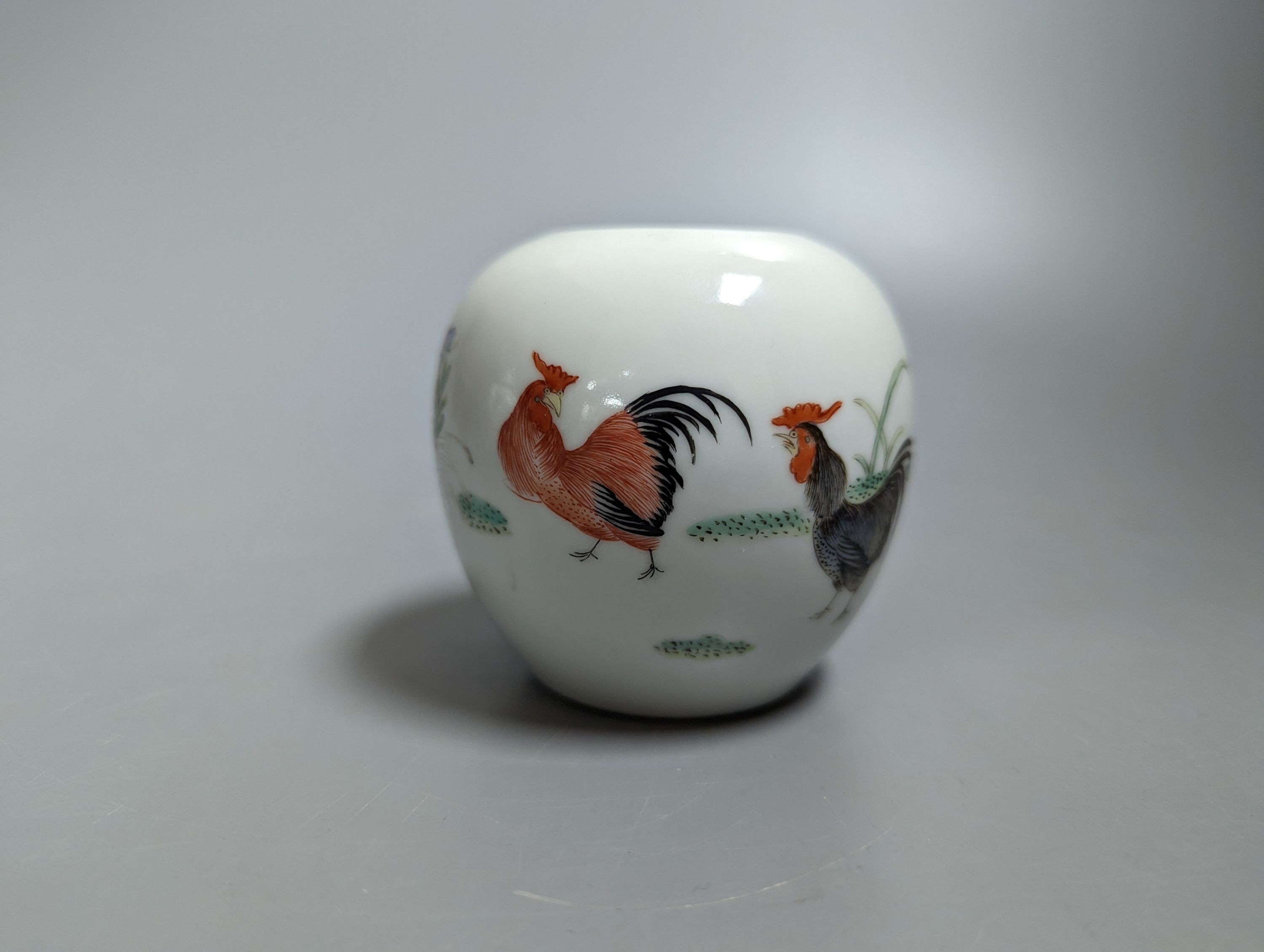 A Chinese ‘chicken’ water pot and a miniature blue and white teapot 12cm